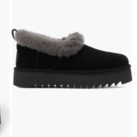 NIB UGGS AUSTRALIA UGG NITA PLATFROM SLIPPERS BLACK SIZE 8 USA - Picture 3 of 9